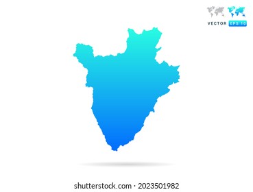 Abstract gradient blue with Burundi map on white background vector.