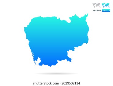 Abstract gradient blue with Cambodia map on white background vector.