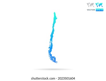 Abstract gradient blue with Chile map on white background vector.
