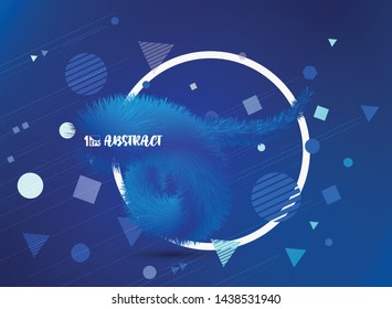 Abstract gradient blue color tech of realistic 3D feathers line decoration with geometric shapes design. You can use for cover design, artwork, template, annual report. illustration vector eps10 