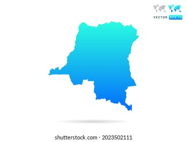 Abstract gradient blue with Congo map on white background vector.