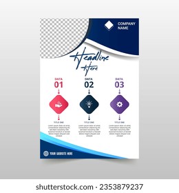 Abstract Gradient Blue Curved Flyer Template, can be used for business designs, presentation designs or any suitable designs.