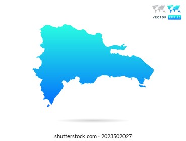 Abstract gradient blue with Dominican Republic map on white background vector.