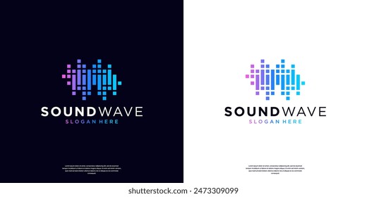 Abstrakte Farbverlauf Blau Equalizer Logo Vorlage, Sound Wave Icon Element, Technologie Symbol Logo Konzept, Audio Player Musik Symbol.