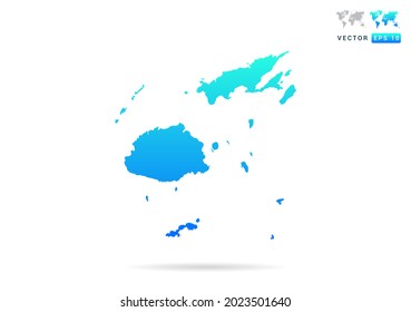 Abstract gradient blue with Fiji map on white background vector.
