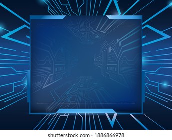 Abstrakter Farbverlauf-blauer futuristischer Line-Technologie-Hintergrund. Poster, Jahresbericht, Druck, Hightech-Kunstwerke. Illustration
