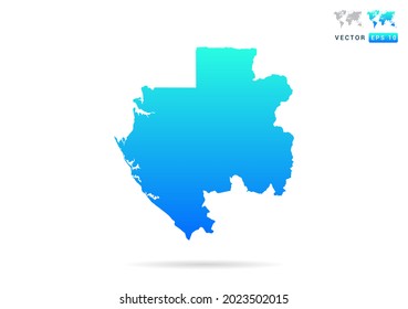 Abstract gradient blue with Gabon map on white background vector.