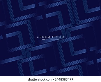 Abstract gradient blue glowing geometric lines on dark background. Modern shiny blue lines pattern. Futuristic technology concept, suitable for covers, posters, banners, brochures, websites, etc.