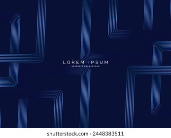 Abstract gradient blue glowing geometric lines on dark background. Modern shiny blue lines pattern. Futuristic technology concept, suitable for covers, posters, banners, brochures, websites, etc.