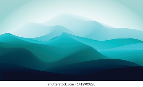 Abstract gradient blue green ice mountain background  EPS10  vector  illustration 