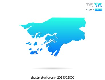 Resumen de gradiente azul con Guinea Bissau mapa sobre el vector de fondo blanco.
