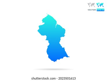 Abstract gradient blue with Guyana map on white background vector.