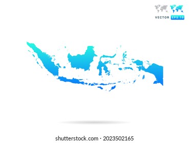 Abstract gradient blue with Indonesia map on white background vector.