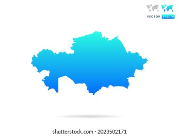 Abstract gradient blue with Kazakhstan map on white background vector.