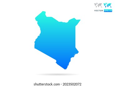 Gradiente abstracto azul con mapa de Kenia sobre el vector de fondo blanco.