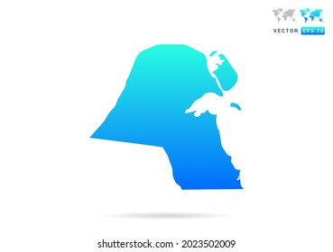 Abstract gradient blue with Kuwait map on white background vector.