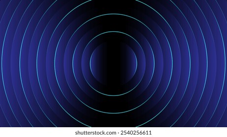 Abstract gradient blue layer. Radial circle and glowing line. Illusion technology background