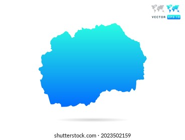 Abstract gradient blue with Macedonia map on white background vector.