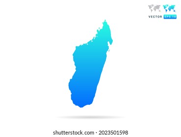 Abstract gradient blue with Madagascar map on white background vector.