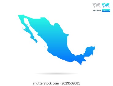 Abstract gradient blue with Mexico map on white background vector.
