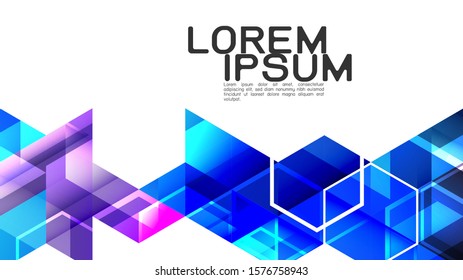 Abstract gradient blue mixed geometric template and modern overlapping on white background with space for text on top. Vector illustration