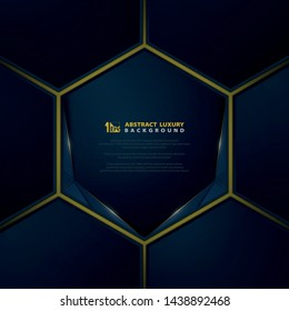 Abstract gradient blue modern luxury on gold line glitters cover background. You can use for ad, poster, artwork, template design, presentation, annual report, print. illustration vector eps10