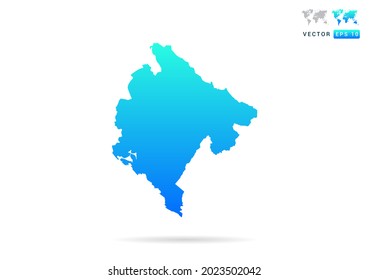 Gradiente abstracto azul con mapa de Montenegro sobre el vector de fondo blanco.