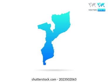 Abstract gradient blue with Mozambique map on white background vector.