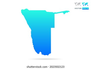 Abstract gradient blue with Namibia map on white background vector.