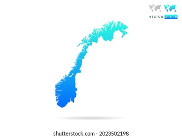 Abstract gradient blue with Norway map on white background vector.