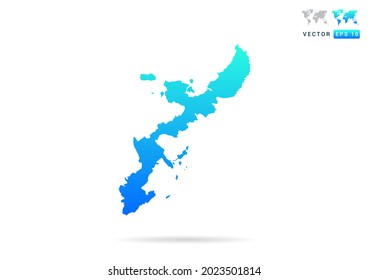 Abstract gradient blue with Okinawa map on white background vector.