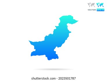 Resumen de gradiente azul con mapa de Pakistán sobre el vector de fondo blanco.