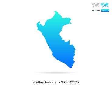 Resumen de gradiente azul con mapa de Perú sobre el vector de fondo blanco.