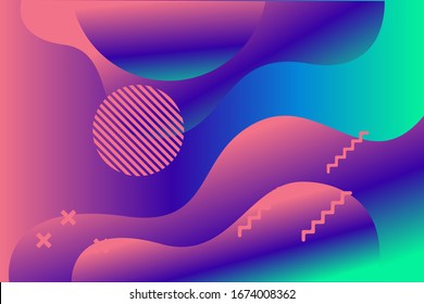 Abstract gradient blue, pink and purple background vector template with fluid  shapes