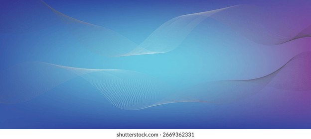 Fondo azul y púrpura degradado Abstractas con líneas ondulatorias fluidas, diseño digital moderno para la tecnología