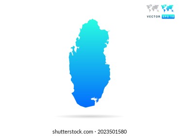 Abstract gradient blue with Qatar map on white background vector.