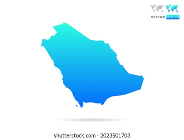 Abstract gradient blue with Saudi Arabia map on white background vector.