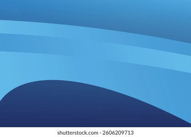 Abstract gradient blue shades color curved shapes element on blue background.