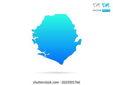 Abstract gradient blue with Sierra Leone map on white background vector.