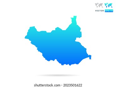 Abstract gradient blue with South Sudan map on white background vector.