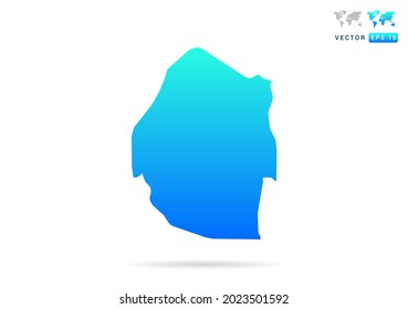 Abstract gradient blue with Swaziland map on white background vector.