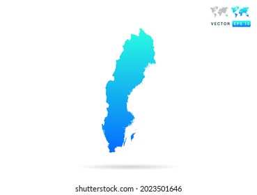 Abstract gradient blue with Sweden map on white background vector.