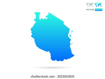 Abstract gradient blue with Tanzania map on white background vector.