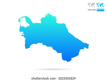 Abstract gradient blue with Turkmenistan map on white background vector.