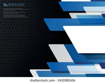 Abstract gradient blue vector template of technology on black steel texture background. You can use for ad, poster, artwork, template design, annual report. illustration vector eps10