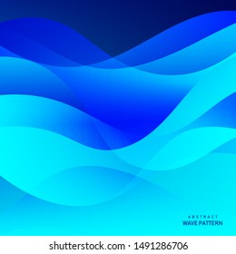 Abstract gradient blue wave pattern background, vector illustration