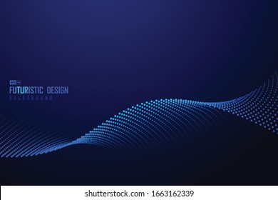 Abstract gradient blue wavy line of particle pattern artwork background. Use for ad, poster, artwork, template design. illustration vector eps10