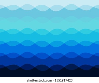 Abstract gradient blue wavy template background. Vector Illustration.