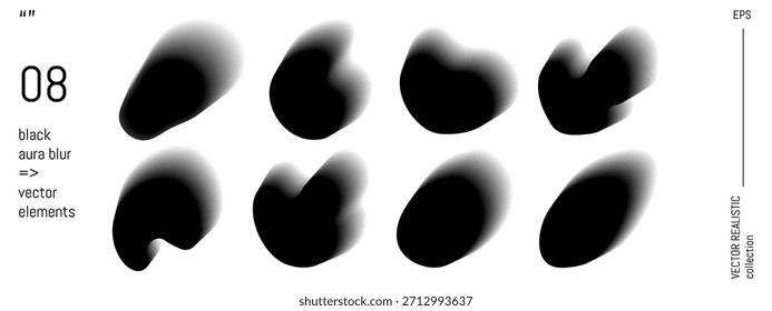 Desfoque de gradiente abstrato com forma de aura preta e cor suave para design grunge y2k. Efeito de sobreposição de malha geométrica com forma estética fluida. Ícone isolado de vetor transparente. Símbolo de blob gótico png