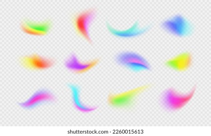 Abstract gradient with blur effect. Multicolor blurred shape collection. Vibrant soft blurry color gradients. Set of spot blurred multicolored brush strokes. Vector illustration
